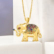 .50 ct. t.w. Multicolored Sapphire Elephant Pendant Necklace in 18kt Gold Over Sterling