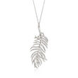 C. 1990 Vintage 1.65 ct. t.w. Diamond Feather Pendant Necklace in 14kt White Gold