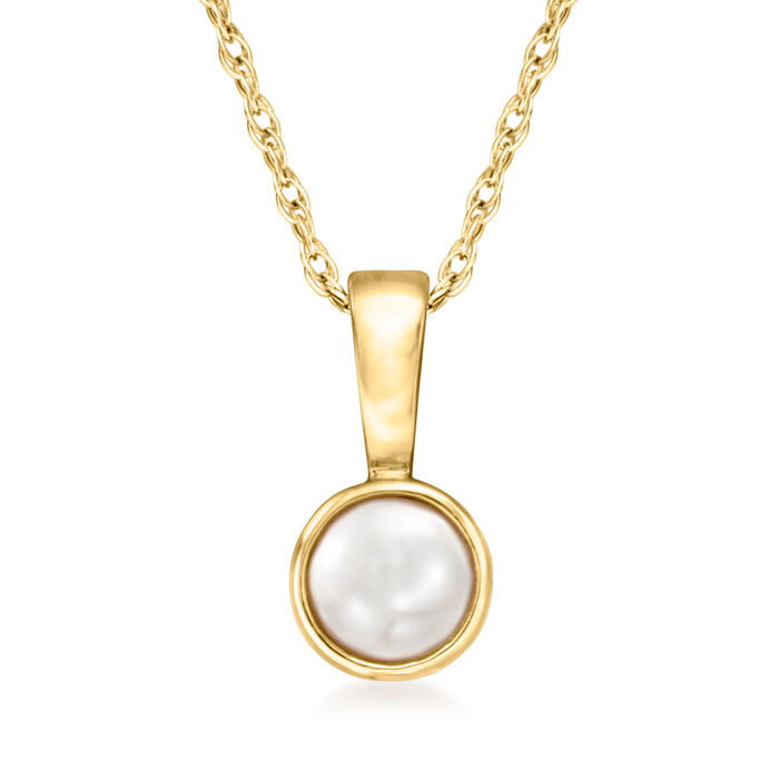 4mm Cultured Pearl Pendant Necklace in 14kt Yellow Gold