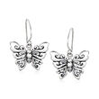 Sterling Silver Bali-Style Butterfly Jewelry Set: Drop Earrings and Pendant Necklace