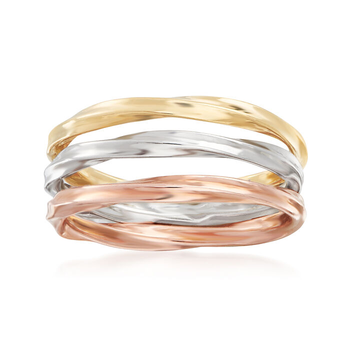 18kt Tri-Colored Gold Jewelry Set: Three Twisted Rings