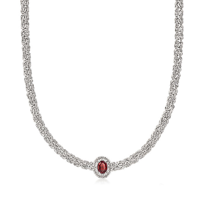 1.20 Carat Garnet Byzantine Necklace in Sterling Silver