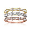 .20 ct. t.w. Baguette Diamond Ring Set of Three in 14kt Tri-Colored Gold