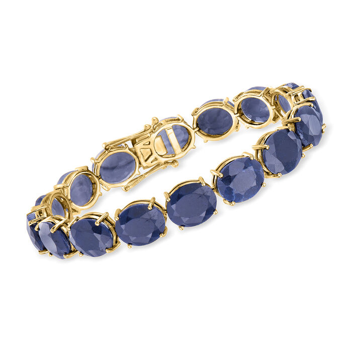 65.00 ct. t.w. Sapphire Tennis Bracelet in 18kt Gold Over Sterling