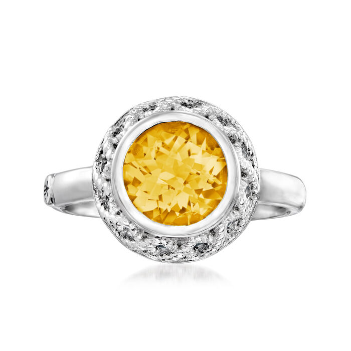 Andrea Candela &quot;Rioja&quot; 1.70 Carat Round Citrine Ring in Sterling Silver