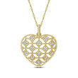 .19 ct. t.w. Diamond Milgrain Openwork Heart Pendant Necklace in 14kt Yellow Gold