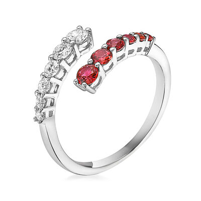 .40 ct. t.w. Ruby and .34 ct. t.w. Diamond Bypass Ring in 14kt White Gold