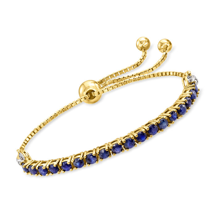 3.60 ct. t.w. Sapphire Bolo Bolo Tennis Bracelet with .10 ct. t.w. White Zircon in 18kt Gold Over Sterling