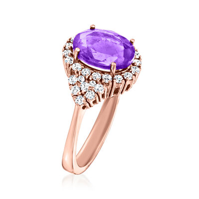 2.50 Carat Amethyst and .47 ct. t.w. Diamond Ring in 14kt Rose Gold