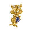C. 1980 Vintage 2.55 Carat Sapphire and .30 ct. t.w. Diamond Chipmunk Pin in 18kt Yellow Gold