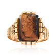 C. 1890 Vintage Tiger Eye Cameo Ring in 9kt Yellow Gold