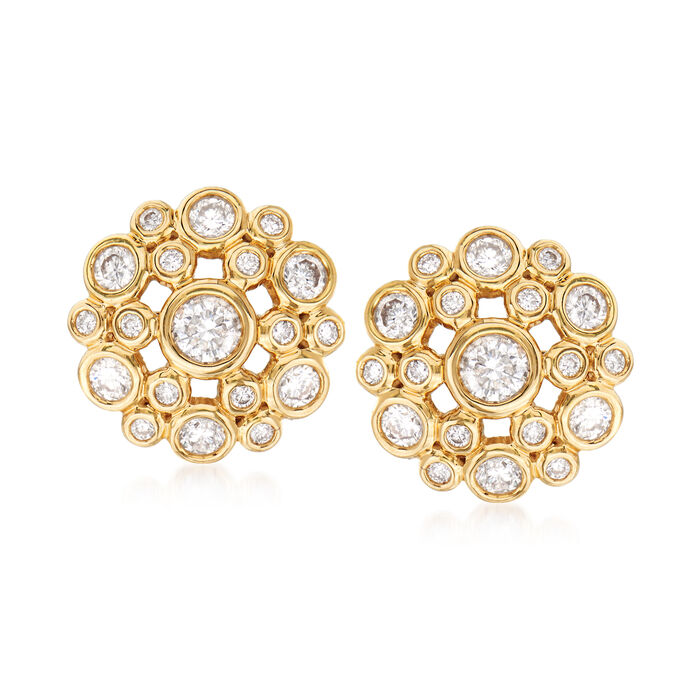 1.00 ct. t.w. Bezel-Set Diamond Circle Earrings in 14kt Yellow Gold