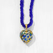 Italian Multicolored Murano Heart Pendant Necklace in 18kt Gold Over Sterling