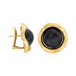 C. 1980 Vintage Tiffany Jewelry Black Onyx Earrings in 18kt Yellow Gold