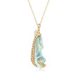 C. 1980 Vintage Opal and .60 ct. t.w. Diamond Pendant Necklace in 14kt Yellow Gold