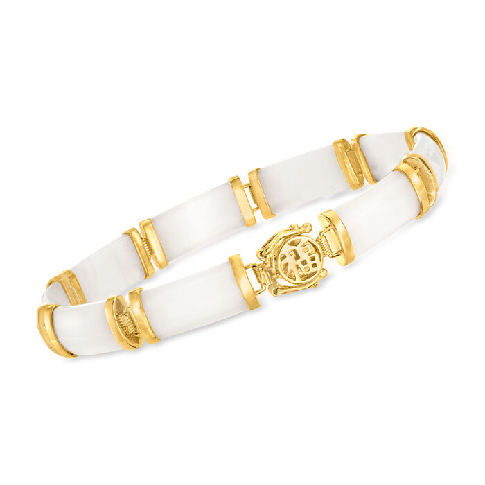 White Agate &quot;Good Fortune&quot; Bracelet in 18kt Gold Over Sterling