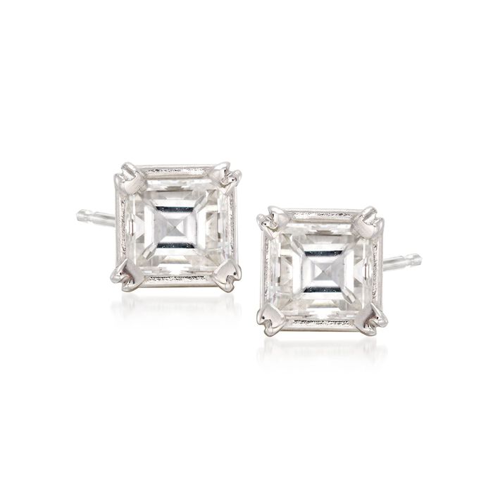 C. 2000 Vintage .52 ct. t.w. Emerald-Cut Diamond Stud Earrings in 14kt and 18kt White Gold
