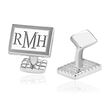 Sterling Silver Personalized Monogram Bordered Cuff Links
