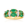 1.80 ct. t.w. Emerald and .10 ct. t.w. Diamond Ring in 14kt Yellow Gold