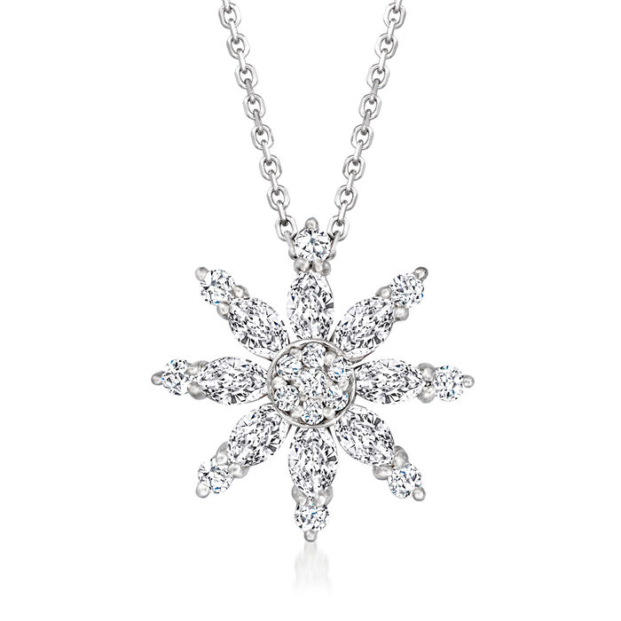1.23 ct. t.w. Diamond Flower Necklace in 14kt White Gold