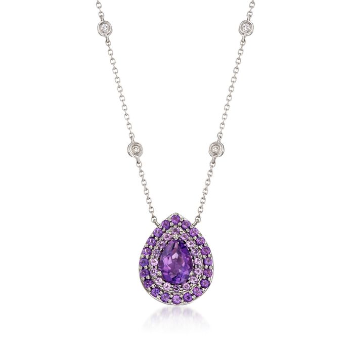 Gregg Ruth 1.60 ct. t.w. Amethyst and Diamond Necklace in 18kt White Gold    