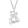 Charles Garnier Sterling Silver Teddy Bear Pendant Necklace with Diamond Accents