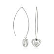 Italian Sterling Silver Puffed Heart Drop Earrings