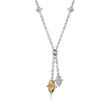 C. 1980 Vintage 2.30 Carat Citrine and .25 ct. t.w. Diamond Y-Necklace in 18kt White Gold