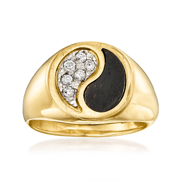 C. 1980 Vintage .10 ct. t.w. Diamond Yin-Yang Ring in 14kt Yellow Gold