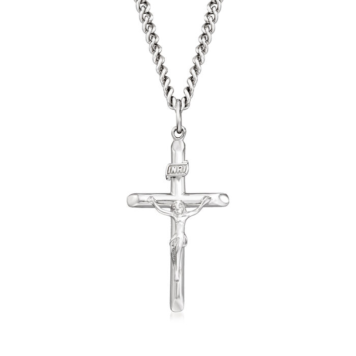 Men's Sterling Silver Crucifix Pendant Necklace
