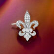 1.00 ct. t.w. Diamond Fleur-De-Lis Pin in Sterling Silver