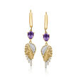 1.30 ct. t.w. Amethyst Angel Wing Drop Earrings with .10 ct. t.w. White Topaz in 18kt Gold Over Sterling