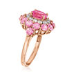 5.70 ct. t.w. Pink Sapphire and .54 ct. t.w. Diamond Ring in 14kt Rose Gold