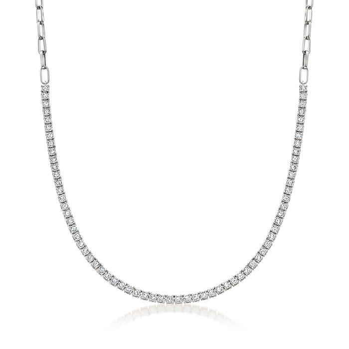 2.00 ct. t.w. Diamond Tennis Paper Clip Link Necklace in Sterling Silver