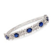 6.25 ct. t.w. Sapphire and 3.20 ct. t.w. Diamond Bangle Bracelet in 18kt White Gold