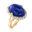 16x12mm Lapis Ring with Diamond Accents in 14kt Yellow Gold