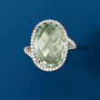 13.00 Carat Green Prasiolite  and .30 ct. t.w. White Zircon Ring in Sterling Silver