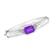 Andrea Candela &quot;Gatsby&quot; 6.70 Carat Amethyst Bangle Bracelet with .11 ct. t.w. Diamonds in Sterling Silver
