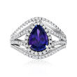 1.80 Carat Blue Tanzanite Ring with .64 ct. t.w. Diamonds in Platinum