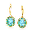 6.50 ct. t.w. Sky Blue Topaz Drop Earrings with Turquoise in 18kt Gold Over Sterling