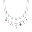 .64 ct. t.w. Multi-Gemstone Bali-Style Symbol Layered Necklace in Sterling Silver