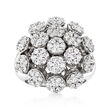 C. 1990 Vintage 2.53 ct. t.w. Diamond Floral Cluster Cocktail Ring in 18kt White Gold