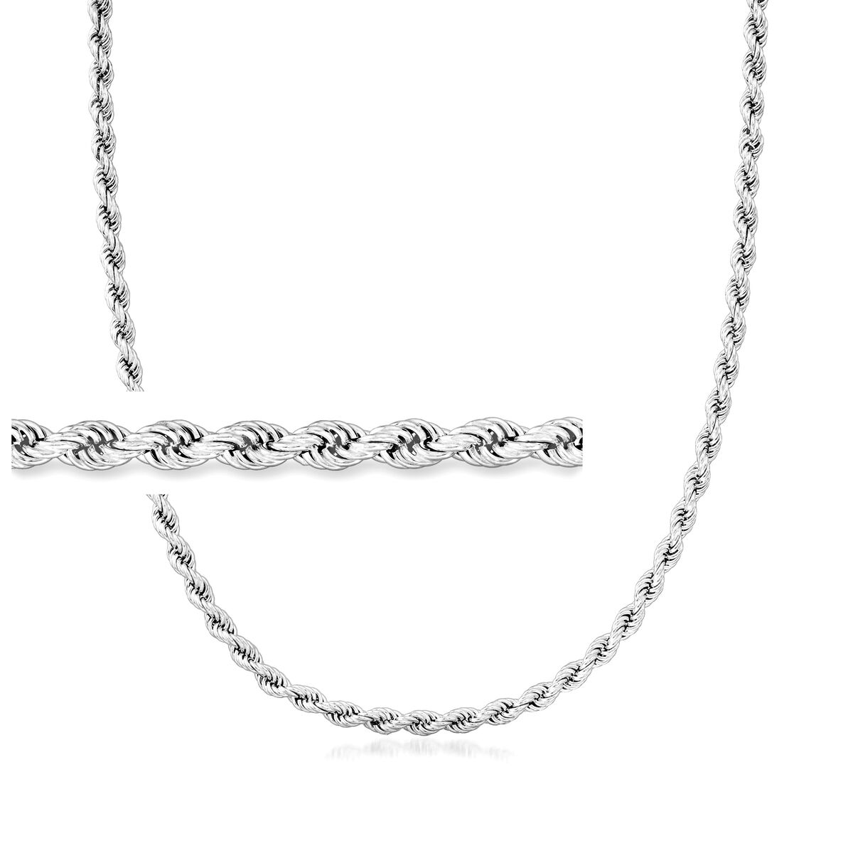 Ross-Simons - 4mm Sterling Silver Rope-Chain Necklace. 18