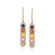 1.90 ct. t.w. Multicolored Sapphire and .57 ct. t.w. Diamond Linear Drop Earrings 