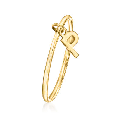 14kt Yellow Gold &quot;P&quot; Initial Charm Ring