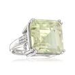 16.00 Carat Prasiolite and .19 ct. t.w. Diamond Ring in Sterling Silver