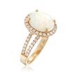 Oval Cabochon Opal and .73 ct. t.w. Diamond Ring in 14kt Yellow Gold