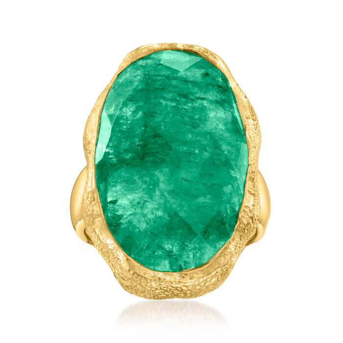 16.00 Carat Emerald Ring in 18kt Gold Over Sterling