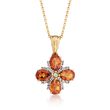 2.60 ct. t.w. Citrine and .28 ct. t.w. White Topaz Floral Pendant Necklace in 18kt Gold Over Sterling
