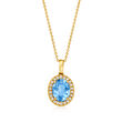 C. 1990 Vintage 2.55 Carat Aquamarine and .25 ct. t.w. Diamond Pendant Necklace in 18kt Yellow Gold